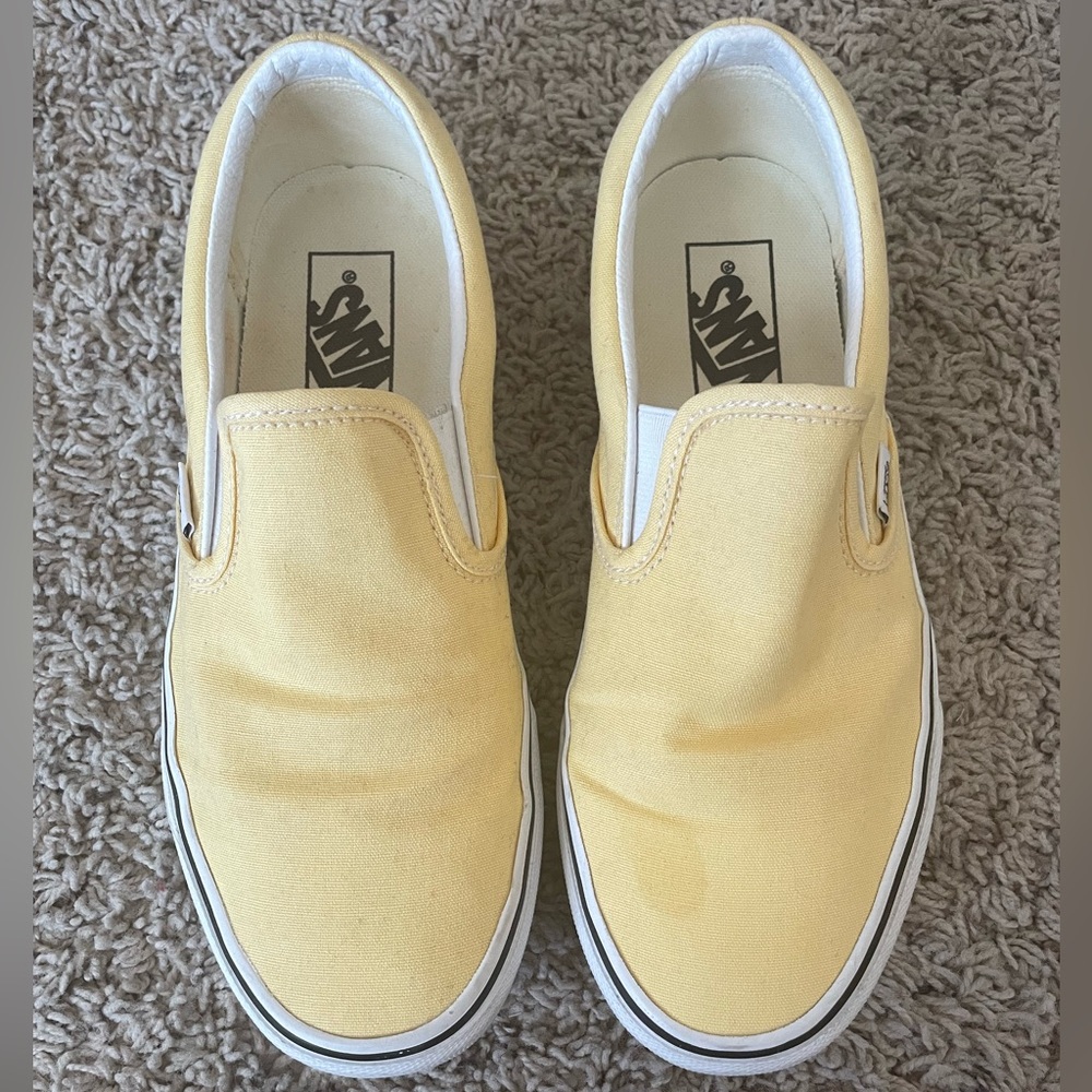 Pale yellow slip-on Vans